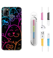 INFINIX Smart 4 5 6 Zero 8 S5 Pro Kılıf Kablo Koruma Spiral Silikon Neon Cats 1790