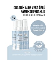 Aloe Vera Katkılı Pamuksu Dokunuş Tazeleyici ve Ferahlatıcı Çanta Boyu 3'lü Avantaj Seti Bebek Kolonyası 3x40 ml