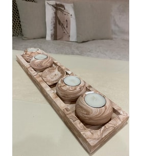 5'li Beton Tabaklı Mumluk Set,dekoratif Mumluk,hediyelik Eşya,mumlar Dahildir.