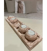 5'li Beton Tabaklı Mumluk Set,dekoratif Mumluk,hediyelik Eşya,mumlar Dahildir.