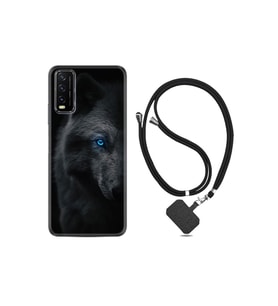 Vivo Y20 Kılıf Resimli Desenli Silikon Boyun Askılı Dark Wolfs 1834