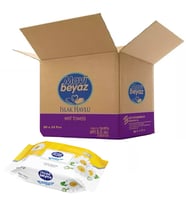 Mavi Beyaz Islak Havlu Mendil 90 Yaprak Papatya 24 Lü Set Plastik Kapaklı (2160 Yaprak)