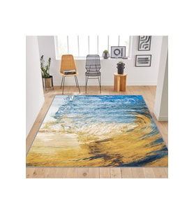 Rovigo Home Dijital Baskı Yıkanabilir Kaymaz Taban Salon Halısı  RVG1782 (Sarı)