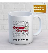 Kişiye Özel İsim Yazılabilir Geometri Öğretmeni Kupa Bardak