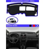 Volkswagen Caddy 2004+ Için Uygun Torpido Koruma Halısı Siyah Kenar Renk Mavi