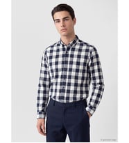 LCWAIKIKI Classic Ekru Regular Fit Ekose Gabardin Erkek Gömlek
