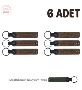 Kahverengi & Yeşil, Anaokulu Miniklerine İsimli Karne Hatırası Anahtarlık 6’lı Set, Hediyelik Anı (Açık Kahve)