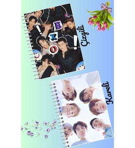 Exo kpop defter seti 2 adet A4 boyutu 21*30 çizgili + kareli 60 syf