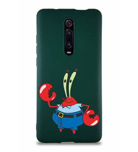 Xiaomi Redmi K20 Pro Soft Premier Kapak Bay Yengeç Tasarımlı Silikon Kılıf - Yeşil (Şeffaf)