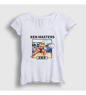 Presmono Kadın Beyaz Ken Oyun Street Fighter T-Shirt 405242tt