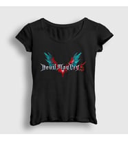 Presmono Kadın Siyah Logo Dante Devil My Cry T-Shirt 532893tt