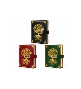 Kişiye Özel Şifreli Deri Kapaklı Defter Hayat Ağacı Kabartmalı