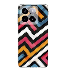 PrintiFy Xiaomi Mi 14 Uyumlu Kamera Korumalı Labirent Grafiti Tasarımlı Şeffaf Silikon Kılıf