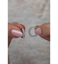 925 Ayar Gümüş 10 mm Rodyumlu Taşsız Desenli Halka Küpe