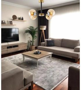 TT009-4 ESK TT Aydınlatma Eskitme Rengi Kaplama 4 lü Bal Camlı Lüks Avize