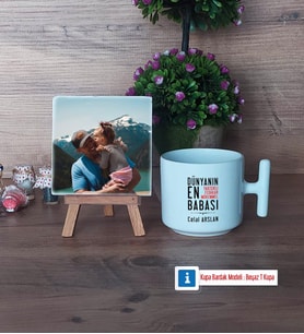 Babalar Günü Hediyesi Fotoğraflı Dekoratif Taş, Kupa Bardak Beyaz Hediye (Model 12)