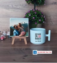 Babalar Günü Hediyesi Fotoğraflı Dekoratif Taş, Kupa Bardak Beyaz Hediye (Model 12)