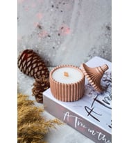 Tekli Kapaklı Amber Vanilya Kokulu Dekoratif Beton Mumluk (Çikolata)
