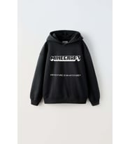 ERKEK ÇOCUK MINECRAFT MODELLİ PAMUK KAPŞONLU SWEAT (Siyah)