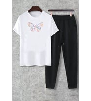Unisex Butterfly 2'li Eşofman Takımı (Beyaz)