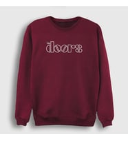 Presmono Unisex Beyaz Logo The Doors Sweatshirt 116371tt (Bordo)