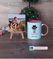 En Cool Baba Fotoğraflı Dekoratif Taş, Kupa Bardak Beyaz Hediye Babaya Hediye (Model 6)