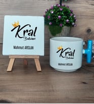 Kral Babam Hediye Seti Kupa Bardak T Kulplu ve Dekoratif Taş Babaya Hediye Babalar Günü Hediyesi (Model 3)