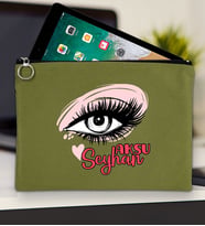 BK Gift Kişiye Özel İsimli-5 Tablet Çantası 30x21cm(12 Renk Seçeneği), Ipad Çantası, Baskılı Tablet Kılıfı (Yeşil)