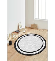 Dijital Baskılı Kaymaz Taban Yıkanabilir Yuvarlak Salon Halısı Koridor Halısı Paspas NDY-HT-364 (Gri)