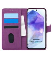 Microsonic Samsung Galaxy A55 Kılıf Fabric Book Wallet Siyah (Mor)