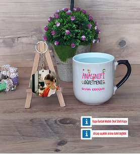 Anasınıfı Öğretmeni Kupa Bardak Beyaz ve Fotoğraflı Ahşap Anahtarlık Hediye Öğretmenler Günü Hediyesi (Model 10)
