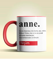 Kişiye Özel Anne Tasarımlı Pembe Kupa Bardak (Kırmızı)