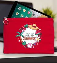 BK Gİft Yaz Temalı-4 Tablet Çantası 30x21cm(12 Renk Seçeneği), Ipad Çantası, Baskılı Tablet Kılıfı (Kırmızı)