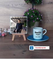 Anestezi Teknikeri Fotoğraflı Dekoratif Taş, Ahşap Altlıklı Türk Kahvesi Fincanı Hediye (Model 5)