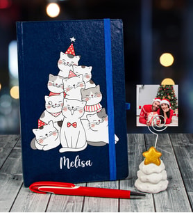 eJOYA Yeni Yıla Özel Defter Kalem Ve Fotoğraflı Çam Ağacı Notluk Hediye Seti 91091 (Lacivert)