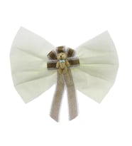 40x30cm Ayıcık Süslü Kumaş Büyük Fiyonk Yatak Başı (Mavi)