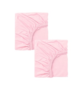 2 Adet 50 x 90 x 10 cm Anne Yanı Lastikli Penye Kumaş Bebek Çarşafı (Pembe)