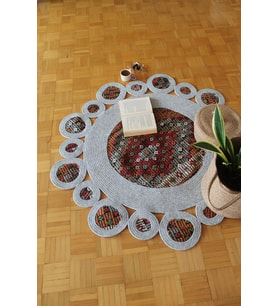 El Dokuması Jüt Hasır Eşme Kilim, Uşak Halı, Yolluk (Gri)