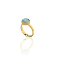 Kadir Jewellery 22 Ayar Altın Kaplama Zirkon Taşlı Kadın Minimal Yüzük (Açık Mavi)