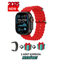 Akıllı Saat Watch ULTRA2 49MM Kordon Hediyeli - Son Versiyon (Siyah-Kırmızı)