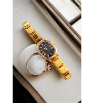 Vintage Minimal Çelik Ayarlanabilir Kordonlu Retro Kordon Oval Gold Kadın Kol Saati (Altın-Siyah)
