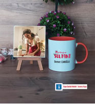 Mutfağın Sultanı Anneye Hediye Fotoğraflı Dekoratif Taş, Kupa Bardak Beyaz Hediye (Model 13)