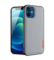 Dux Ducis Fino Serisi iPhone 12 -12 Pro 6.1inç Kılıf Premium Dokuma Silikon Kılıf (Gri)