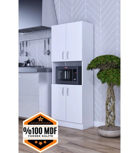 Roma Çok Amaçlı Dolap Kapaklı Bölmeli Mikrodalga Fırın Mutfak Balkon Banyo MDF (Beyaz)