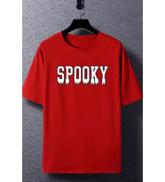 Unisex Spooky Baskılı T-shirt (Kırmızı)
