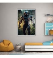 Metal Çerçeveli Temperli Cam Tablo The Predator Av Filmi (Gümüş)