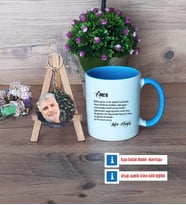 Amcaya Hediye Kupa Bardak Beyaz ve Fotoğraflı Ahşap Anahtarlık Hediye (Model 4)