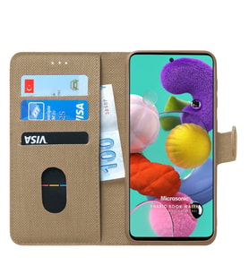 Microsonic Samsung Galaxy A51 Kılıf Fabric Book Wallet (Gold)