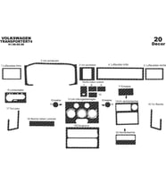 Meriç® VW Transporter T4 Ön Torpido Kaplama Maun 20 Parça 1996-1998 (Karbon)