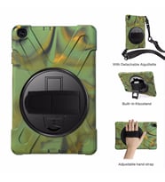 Samsung Galaxy Tab A 10.1 T510 T515 T517 Kılıf Defender Askılı Zırhlı Tank Case (Kamuflaj)